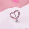 Anillo para ombligo de acero inoxidable directo de fábrica, moda europea y americana, colgante de cabeza de conejo rosa, clavo para ombligo, anillo umbilical, transfronterizo