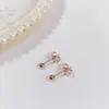 Aretes de Tuerca Geométricos de Estrella de Acero Titanio con Bolas de Acero Grandes y Pequeñas de Moda Simple al por Mayor de Fábrica de Venta Caliente Aretes Perforados Mujeres