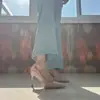 Sandalias de Tacón Alto Cerradas de Punta con Hebilla y Una Correa para Mujer, Estilo Nuevo Otoño 2026, Elegantes Zapatos de Salón de Tacón Fino Color Nude con Punta Afilada
