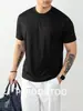 200 Peças! Camiseta Masculina de Algodão Mercerizado com Amônia Líquida, Fio de Alta Contagem, Gola Redonda, Manga Curta, Cor Sólida, Verão 2026, Alta Qualidade, Fresca e Respirável
