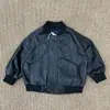 Ropa infantil transfronteriza: Chaqueta de cuero unisex con cuello acanalado y hilo metálico, piel suave, nueva colección otoño 2026, moderna y versátil, corte holgado
