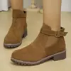 Botas Martin Transfronterizas Europeas y Americanas Talla Grande 2024 Tacón Grueso Gamuza Mujer Transfronterizas Elásticas Estilo Nuevo Venta al por Mayor Talla Grande