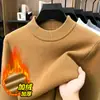Suéter de Invierno para Hombre, Estilo Nuevo, Mezcla de Lana, Felpa Gruesa, Cuello Medio Alto, Casual de Negocios, Capa Base Cálida, Prendas de Punto para Hombre