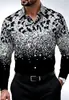 Camisa masculina lantejoulas roupas masculinas transfronteiriça masculina lapela manga longa traje formal camisa de manga longa estampa digital