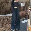 Jeans Largo Retro Americano Novo para Mulheres da Primavera e Outono, Calças Largas Macias Elegantes de Comprimento Total Emagrecedoras