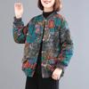 Algodão e Linho Floral Vintage Roupas de Algodão Inverno Novo Solto Emagrecimento Mãe de Meia Idade Elegante Gola Acolchoada Roupas de Beisebol