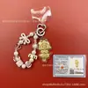 Llavero de tela con logo de empresa personalizado Cadena para teléfono móvil Angela Lámina de oro puro Oro 999 Regalo de aniversario