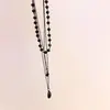 Colar Punk Hot Girl Gótico Escuro em Camadas com Cruz e Contas Corrente de Clavícula Gótica Personalizada em Múltiplas Camadas