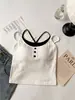 Camisola de Rayas Estilo Coreano con Espalda Cruzada para Mujer, Ropa Exterior de Verano, Espalda Hermosa, Almohadilla Integrada en el Pecho, Top Interior de Capa Base