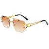 Gafas de Sol Sin Marco de Alta Definición de Moda, Gama Alta Europeas y Americanas, Gafas de Sol Personalizadas para Hombres y Mujeres, Visores Solares para Conducir y Viajar