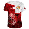 Camiseta de Tonga a la moda para hombre, Casual de verano con estampado 3D polinesio, Top de cuello redondo y manga corta, Estilo callejero