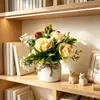 Artículos Populares Transfronterizos: Adornos de Planta en Maceta Pequeña de Cuerda de Cáñamo con Fruta Rojo Rosa, Decoración de Jardín y Patio, Decoraciones de Bonsái con Flores Artificiales y Plantas Verdes