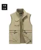 Chaleco de trabajo casual para hombre con cuello mao y múltiples bolsillos para fotografía al aire libre y pesca, chaqueta chaleco de talla grande