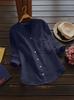 2025 Nueva Primavera y Otoño Amazon Aliexpress Wish Camisa Retro de Algodón y Lino Camisa Casual Holgada de Color Sólido