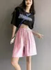 Pantalones cortos deportivos de seda de hielo para mujer, de verano, finos, holgados, de cintura alta, de gasa
