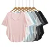 Holgazán, Holgado, Informal, Ropa de Casa, Top Cubre para Baile de Chica Caliente, Camiseta de Manga Corta de Color Sólido con Dobladillo Curvo para Mujer
