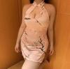 Lencería Sexy de Talla Grande, Cheongsam Ajustado, Atuendo Sedoso y Apasionado de Estilo Antiguo con Abertura y Pechos Expuestos, No Necesita Quitarse, Atuendo para Discoteca