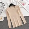 Suéter Base para Mujer para Otoño e Invierno 2024, Nuevo Ajuste Delgado Versátil de Punto con Cuello en V y Mangas Largas