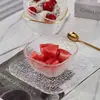 Tigelas de Vidro com Borda Dourada Estilo Europeu para Sobremesas, Tigelas Especiais para Lojas de Sobremesas, Tigelas para Sorvete, Conjunto de Três Peças, Compra em Atacado para Redes de Restaurantes