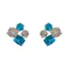 Aretes de Cubo de Azúcar de Cristal Azul Super Brillante Sal Marina para Mujer de Lujo Ligero Nicho de Alta Calidad Aretes Únicos y Hermosos