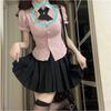 Dulce camisa de cuello polo para chica sexy, camisa de verano para mujer de manga corta rosa dulce, corte ajustado, diseño adelgazante, top nicho con sentido del diseño