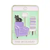 Venta Caliente Transfronteriza Serie Gato Lector Insignias Dibujos Animados Gato Negro Accesorios de Animales Bolsos de Nicho Ropa Broches de Metal