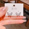 Pendientes de mariposa con circonita y aguja de plata exquisita, moda coreana, sencillos, de hada, novedad de 2025