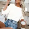 Ropa Europea y Americana 2024 Deseo Amazon Aliexpress Nuevo Color Puro Moda Suéteres de Cachemir de Manga Larga Tops para Mujer