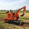 Máquina Combinada Rotocultivadora y Excavadora, Tipo Oruga para Uso Agrícola a Pequeña Escala, Capaz de Excavar y Cultivar Delante y Detrás de los Campos, Multifuncional, Impulsada por Diésel