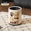 Lixeira de estilo vintage com duas divisórias e tampa para sala de estar e quarto, lixeira de papel de alta estética com rodas para uso doméstico