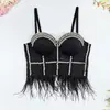 Ropa de actuación en vivo de celebridades en línea transfronteriza de Europa y Estados Unidos, camisola de plumas con corsé moldeador sexy y con muchas cuentas