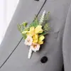 Broche de Casamento Europeu Atacado Lapela do Noivo Flor de Lapela da Noiva Dama de Honra Irmãos Crachá de Convidado de Negócios Flor de Casamento