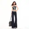 Jeans Acampanados de Cintura Alta Ajustados para Mujer, Tendencia Verano 2026, con Diseño de Ropa de Trabajo Estilo Americano y Bolsillos de Parche 3D