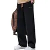 Pantalones casuales americanos de pana para hombre, pantalones largos de pierna ancha con forro polar de moda para primavera y otoño, pantalones deportivos rectos de workwear