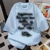 Camisetas de Manga Curta com Estampa de Letras de Marca de Moda de Rua para Homens e Mulheres, Moda Ins Marca Hip-Hop Verão Novas Blusas Largas