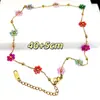 Pulsera Colgante de Acero de Titanio Tejido Flor Perla Cristal Transfronteriza Europea y Americana Cadena de Cuentas Hecha a Mano Cadena para Clavícula Joyería