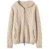 Nuevo cárdigan de punto de cachemira para otoño e invierno, chaqueta cálida, suave, con capucha y cremallera, de color liso, a la moda, de manga larga para mujer