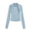 Camiseta Larga de Manga Larga con Pliegues de Doble Capa Estilo Minimalista Puro Deseo para Mujer, Nueva Camisa Base Ajustada de Primavera