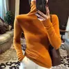 Suéter de Punto de Lana Morado Taro de Cuello Alto Ajustado para Mujer Otoño Invierno Elegante Capa Interior Cuello Voluminoso Suéter de Lana Top Base