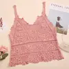 Blusa de Ganchillo de Verano Estilo Oodt Calada Versátil Estilo Vacaciones Francesas Ajuste Delgado Holgada Sin Mangas Camiseta sin Mangas