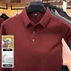 Camiseta de Manga Larga con Solapa de Lana y Seda para Hombre 2026 Otoño Nuevo Color Sólido Camisa Polo Casual de Negocios para Hombre de Mediana Edad