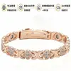 Pulsera magnética de moda europea y americana, superventas transfronteriza, lujo ligero, trébol de la suerte, aleación con incrustaciones de diamante, pulsera de joyería magnética de una sola fila para mujer