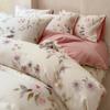Juego de cuatro piezas de ropa de cama de algodón puro clase A engrosado y cepillado, funda nórdica nórdica de algodón 100% para otoño e invierno, juego de tres piezas de sábana encimera, sábana bajera.
