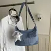 2026 Simples Grande Capacidade Lavável Jeans Novo Estilo Para Ir ao Trabalho Leve Cor Sólida Bolsa Tote Casual de Ombro/Mão Feminina