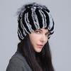 Gorro de punto con piel de conejo Rex, gorro de punto con orejas de piel de zorro, cálido para otoño e invierno, nuevo comercio exterior