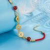 Pulsera de Dinero de los Cinco Emperadores Ágata para Niña Cuerda Roja Tejida a Mano Transferencia Pulsera de Nicho Nueva
