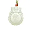 Colgante de Cabeza de Unicornio de Jade Afgano Natural al por Mayor con Motivo de Flor Morada, Colgante de Animal con Cabeza de Jade y Motivo de Flor Morada en Forma de Gota de Lluvia