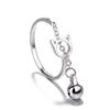 Anillo de campana de gato hueco fresco de estilo japonés y coreano, anillo de apertura de gato con borla creativa simple que combina con todo para estudiantes japoneses