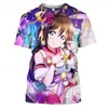 Camiseta Casual Unissex de Manga Curta com Estampa 3D de Meninas Fofas de Anime, Novo Estilo Transfronteiriço, Fonte de Suprimento