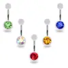 Piercing de Umbigo Acrílico Colorido, Pintura de Borracha em Cor Luminosa, Botão de Umbigo para Body Piercing, Haste de Aço Inoxidável para Nail de Umbigo